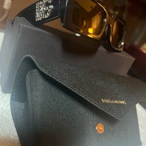 Dolce & Gabbana Black Sunglasses with Amber Lenses